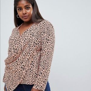 NWOT ASOS Plus size leopard wrap top.